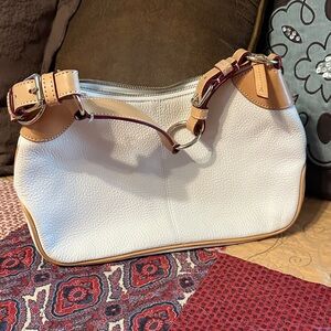 Dooney & Bourke White and Tan Shoulder Bag